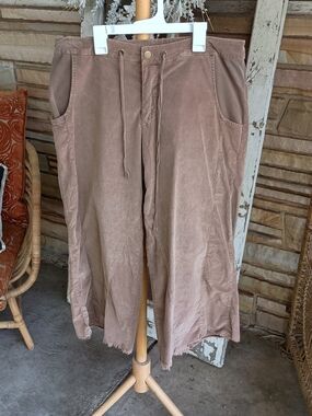 Wearables Women Casual Boho Drawstring Wide-Leg  Capri Pants - Taupe,_M